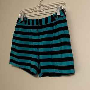 Blue and black striped shorts